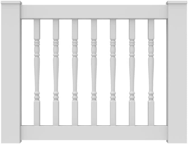 36” Vinyl T-Rail Gate Kit with Turned Balusters, White