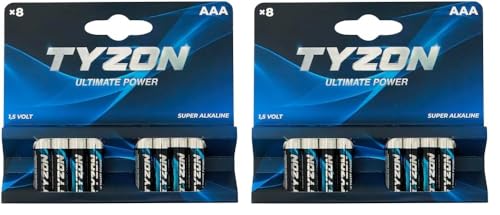 Tyzon Lot de 16 Piles alcalines AAA - Piles jetables durables pour appareils ménagers