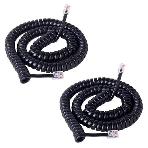 1st Choice Phone Cord, Black, 2 Pack, Universally Compatible Cover