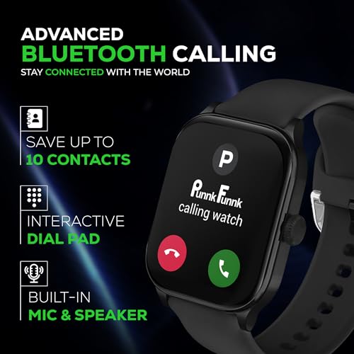 Image of PunnkFunnk Nexoro 2.01 inch Smartwatch for Men & Women Bluetooth Call, Heart Rate, SpO2, Sleep & 100+ Sports Modes, IP68 Waterproof, Compatible with Android & iPhone (Black)