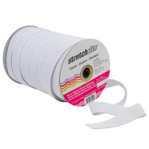 Stretchrite Flat Non-Roll Woven Polyester Elastic Spool, 1-Inch By 50-Yards, White #TOP2