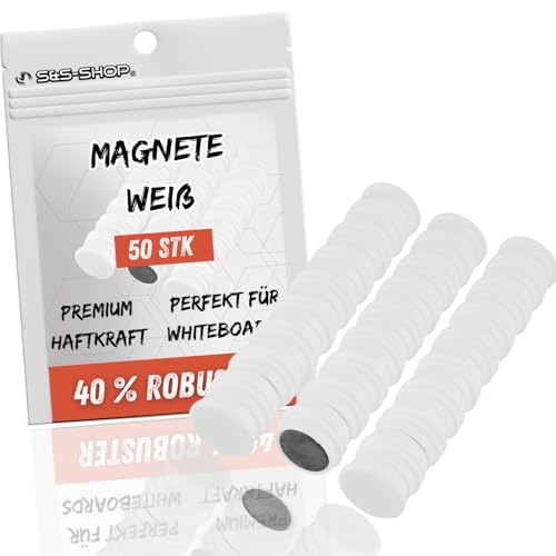 Imanes blancos de 24 mm de diámetro, 50 imanes redondos para nevera y pizarra, imán fuerte para pizarra magnética, tablón de anuncios y pizarra magnética de cristal, imanes para oficina, escuela y