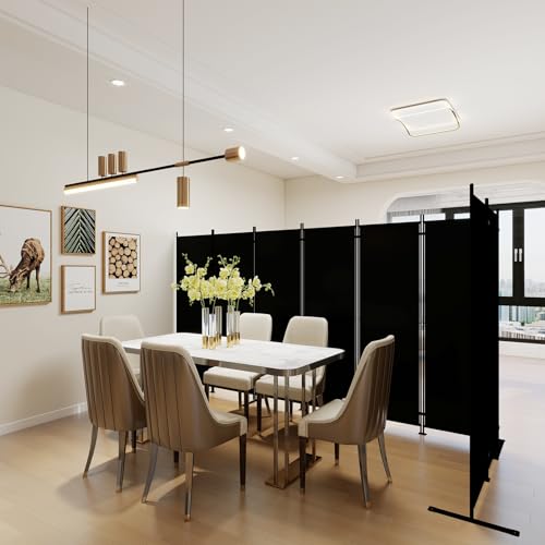 T&Jero 8-Panel Folding Room Divider, 6ft Tall Portable Privacy Screen Wall for Home and Office, Modern Freestanding Partition Separator for Bedroom, Studio, 173" Wide x 71" High, Black by T&Jero - Used condition - Image 5
