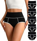 K-CHEONY Women’s Cotton Underwear High Waisted Tummy Control Ladies Brief Regular and Plus Size Panties 5Pack