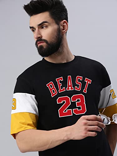 Image of RodZen Men's 100% Cotton Round Neck Oversized Printed T-Shirt (Pack of 2)