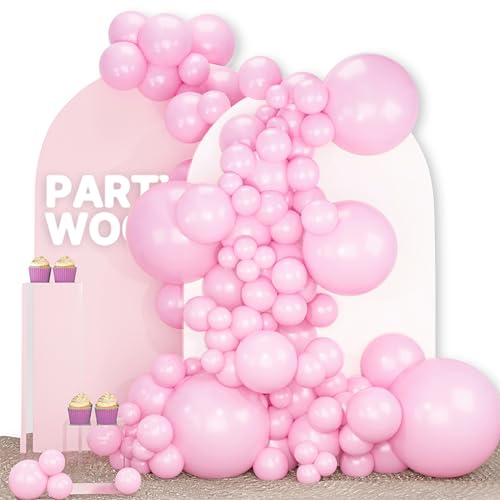 Image of PartyWoo Baby Pink Balloons 100 pcs Different Sizes of 18 12 10 5 Inch Pastel Pale Light Pink Balloons Arch Kit Garland for Baby Shower Gender Reveal Birthday Princess Party Decorations Pink-Q05