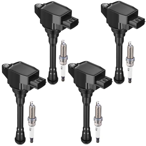 Image of 4-Pack UF708 Ignition Coils & 91187 Spark Plugs Kit Compatible with Nissan NV200 2.0L L4 2013 2014 2015 2016 2017 2018 2019- Replaces 22448-1KT0A & more