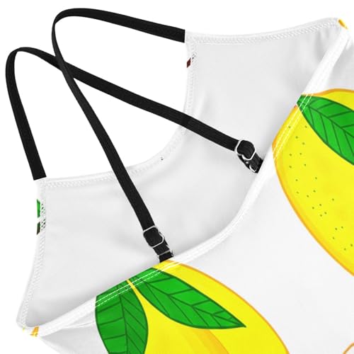 One Piece Swimsuit Toddler, Summer Beach Swimsuit Girls 3-10 Y, Bright Yellow Lemons White4
