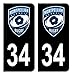 HADEXIA Autocollant Sticker Plaque d'immatriculation 34 Montpellier Rugby Noir