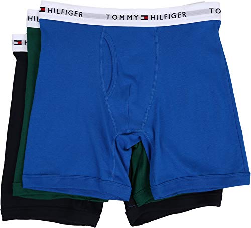 Tommy Hilfiger Men's 3-Pack Cotton Boxer Brief,Vibrant Royal,Medium(32-34)