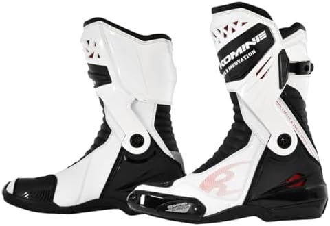 Komine BK-087 Supreme Racing Boots for Motorcycles, White, 10.0 
