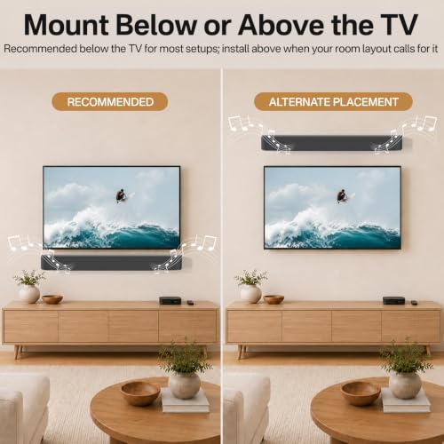 Image of (For Sonos Beam Mount, Black) - Wall Mount for Sonos Beam Soundbar Sturdy Metal Mounting Bracket Compatible with Sonos Beam Sound Bar TV Wall Mounts, Black