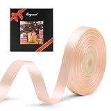 Solid Color Double Faced Peach Satin Ribbon 3/8' X 25 Yards, Ribbons Perfect for Crafts, Wedding Decor, Bow Making, Sewing, Gift Package Wrapping and More