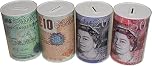 2 ur door Sterling Money Box Tin - Piggy Bank, Coin, Cash Tin and Savings Tin to Save Birthday Money, Holiday and Christmas Fund - Multi-Colour - One Random Supplied