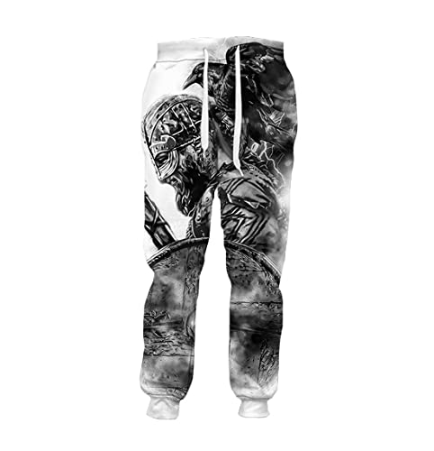 Pantalon streetwear avec cordon de serrage motif viking pour le quotidien
