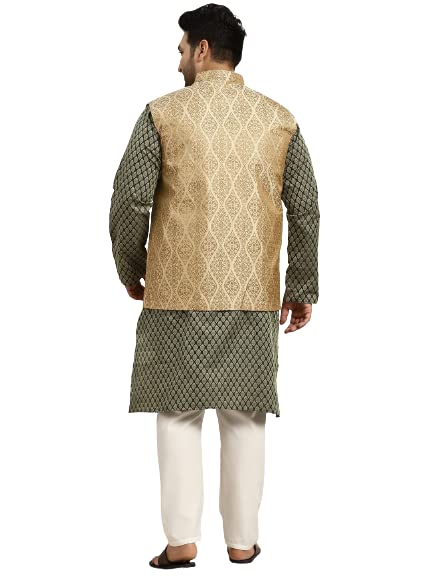 Image of SOJANYA (Since 1958, Men's Silk Blend Grey Kurta Pyjama & Silk Blend Jacket Combo