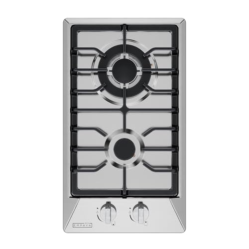 Empava 12 in. Gas Stove Cooktop 2 Italy Sabaf Sealed Burners NG/LPG Convertible in Stainless Steel