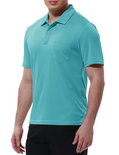 Image of Rdruko Men's Polo Shirts Short Sleeve Quick Dry Outdoor Golf Sports Shirts with Pocket