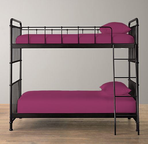 Pack of 2 100% Polycotton Bunk Bed Fitted Sheet 2ft 6" (76cmx190cm) Percale Non-Iron Easy Care Bottom Sheet RVs | Guest Beds | Caravan Campervan (2, Fuchsia)