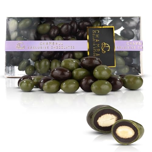Chocolate Negro con Almendras semejantes a aceitunas, Bombones Belgas Chamball de Chocolate Belga, Mini Chocolates con Caja de Bombones para Regalar o sorprender a tus amigos, Bombones Chocolate Negro