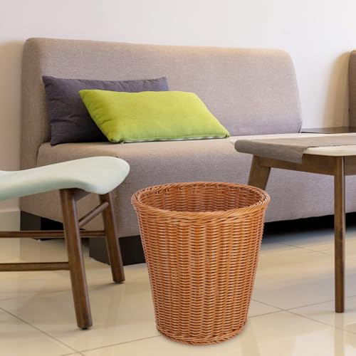 Caneca de basura trenzada de rattan 29x29 cm plástico sin tapa miniatura 6