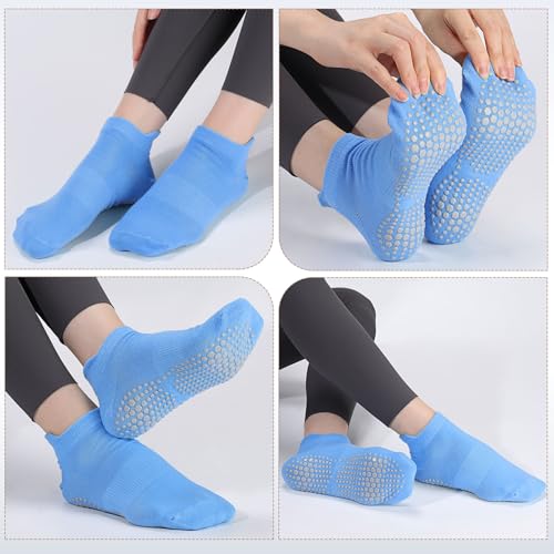 Image of Ultrafun 6 Pairs Grips Non Slip Socks for Women, Anti Skid Yoga Pilates Hospital Gripper Socks (Multicolor-02)