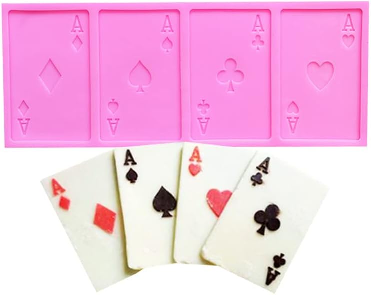 Miniatura 5 de 4 tarjetas de póquer de Ases King Fried Molde de silicona para hacer dulces de fondant, moldes de chocolate, postres, cubitos de hielo, goma,