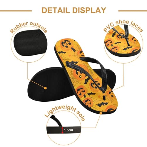 Burbuja Happy Halloween Pumpkins Flip Flops for Women Men, Soft Thong Sandals Rubber Slippers for Pool Beach Essentials3