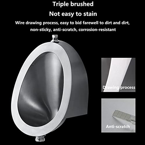 OTQEFTN Stainless Steel Wall-Mounted Urinal, Wall-Mounted Infrared Sensor Flushing Toilet Urinal Tank, 304 Stainless Steel Deepened Urinal, Suitable for Bathrooms, Hotels