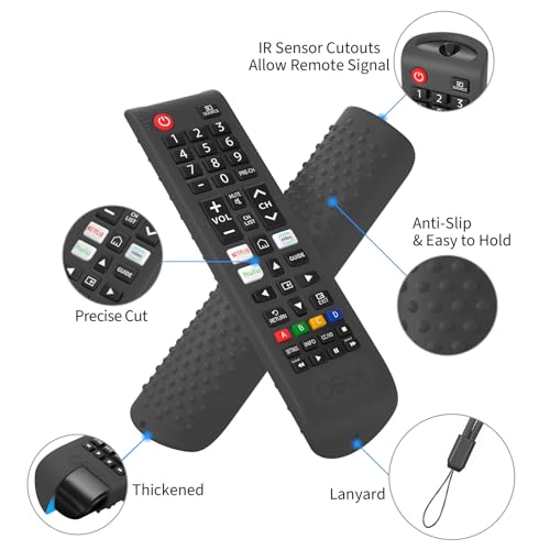 Image of Oboe Silicone TV Remote Cover Compatible with Samsung Smart TV BN59-01315 /L inferieurCase with Lanyard (F-Dark Grey) [Remote NOT Included]