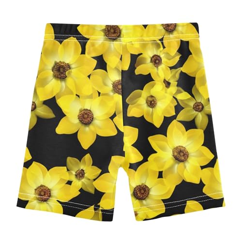 Joisal Vibrant Yellow Flowers Black Girls Biker Shorts Toddlers 4t Under Dress Shorts Print Cotton Baby Summer2
