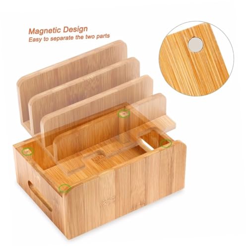 Support de charge bois tablette et téléphone station rangement maison beige - 6