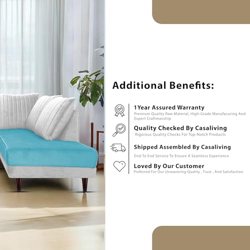 Image of Gratly RHS 4 Seater L Shape Sofa Set for Living Room (Turquise Grey Colour) Premium Fabric Sofa