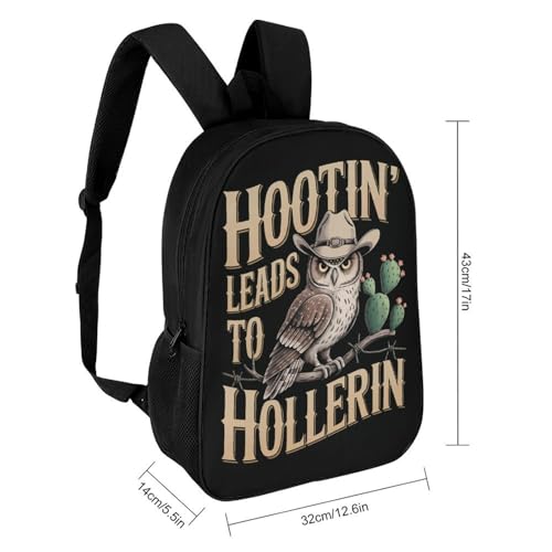 OBLUE Hootin' Leads to Hollerin' Owl Backpack 17 Inch Shoulders Daypack Simple Leisure Travel Bag2