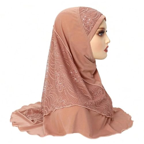 Women Muslim Lace Hijab Instant Scarf Islam Prayer Hijabs Turban One Piece Amira Head Wrap Shawls 6