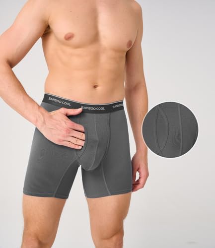 Image of BAMBOO COOL Men's Underwear Breathable Boxer Briefs with Fly Moisture-Wicking Lightweight Underwear 7-Pack