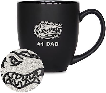 Rico Industries NCAA #1 Dad 15oz Laser Engraved Matte Black Ceramic Bistro Mug - for Hot or Cold Drinks - Image 7