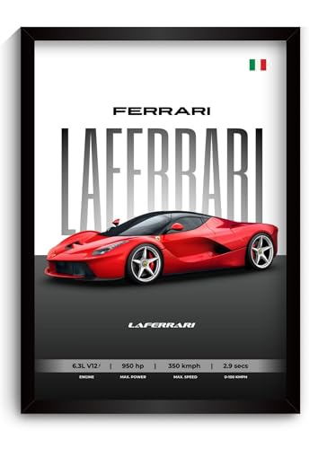 Image of LaFerrari Poster | Framed LaFerrari A4 Sized (31 x 23 cm) | Hypercar Poster | Supercar Posters for Wall, Gift for Boys, Car Frames | Car Posters for Wall, Bedroom, Hostel, Study Room (F 158)