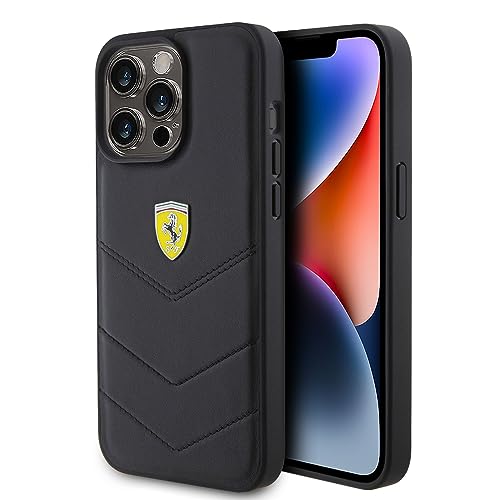 Ferrari FEHCP15XRDUK Coque pour iPhone 15 Pro Max 6,7" Noir Coque rigide matelassée Logo en métal