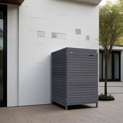 Mülltonnenbox Roma für 1 Tonne 240L Mülltonnenverkleidung aus Holz imprägniert in anthrazit Müllcontainer Mülltonnenschrank Mülltonne Geräteschuppen