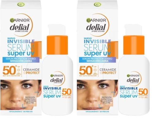 Garnier Delial Super UV Invisible Serum de Uso Diario [Ceramide Protect]. Muy Alta Protección FPS 50+. Sensación ligera. Protección instantánea de la barrera de la piel. Sin perfume. 30 ml