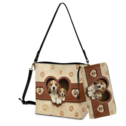 Image of Bucket Crossbody Bag Set for Women Lady, Leather Purse and Wallet Set Large Bucket Bag with Wallet