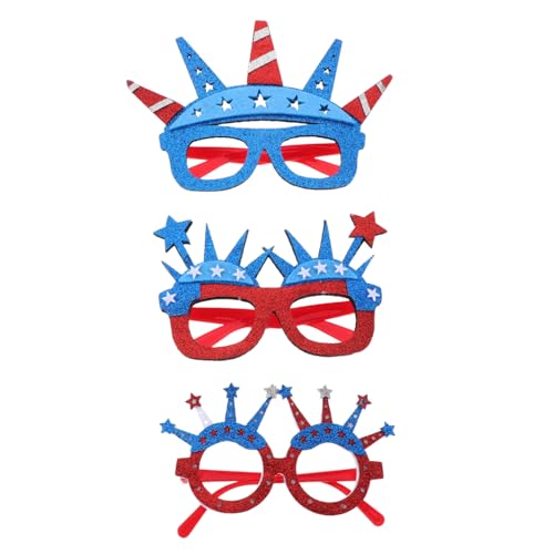 Beavorty 3Pcs Patriotic Sunglasses for Independence Day Fun American Flag Eyewear for Adults for July Celebrations and Party Favors Lightweight and Comfortable Party