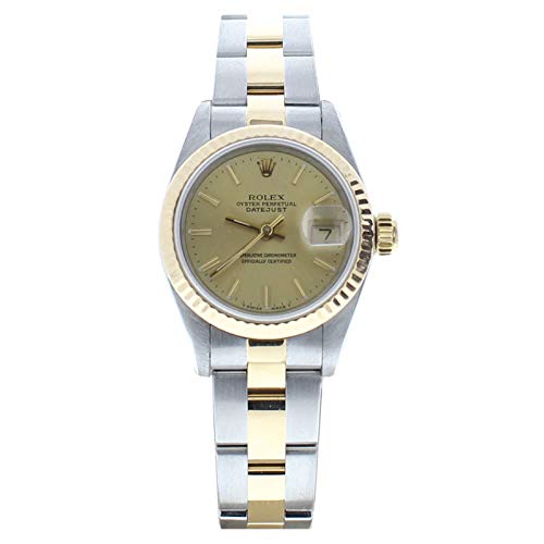Rolex Ladys Datejust 69173 Steel & 18k Gold Oyster Band Champagne Stick Dial (Certified Preowned)