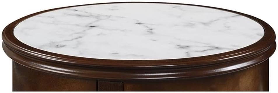 Convenience Concepts American Heritage Baldwin End Table with Drawer, White Marble / Espresso