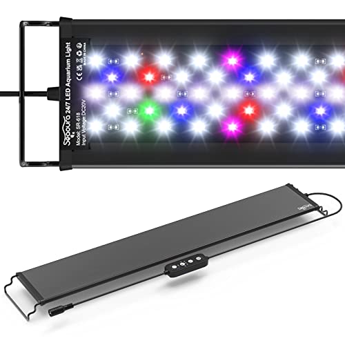 Image of SEAOURA 24 /7 LED Aquarium Light for Plants Full Spectrum with Timer, Auto On /Off, 7 Colors, Adjustable Brightness, 3 Modes for 24 inch to 30 inch Fresh Water Tank 22W