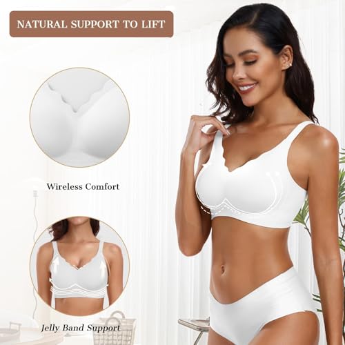 Image of OEAK Womens Wireless Jelly Bras Push Up Bralette Full Coverage No Underwire Bra Comfortable Everyday Seamless Tshirt Bras