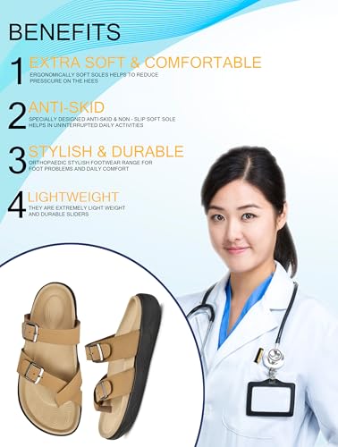 Image of HEALTH FIT Extra Soft Premium Classic Cushion Sliders /with Adjustable Buckle Strap & Light Weight Anti-SkidWaterproof Luxurious Slippers for Men's HF119