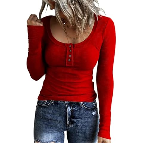 SMENG Women's Scoop Neck Henley Top Cover