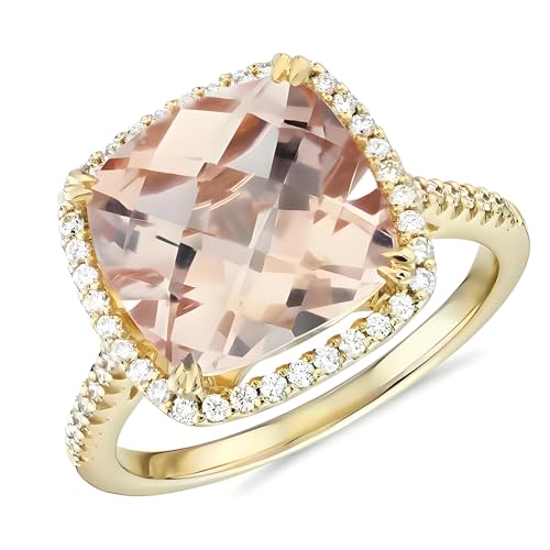 1-3 Carat Pear/Cushion/Heart Cut Natural Morganite Engagement Ring for Women, 10K 14K 18K Solid Gold Morganite Wedding Ring Bride Band Engraved Name Jewelry Gift for Anniversary4